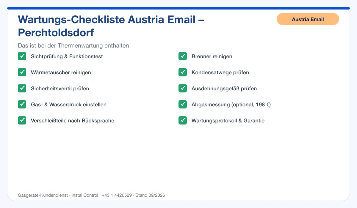 Infografik Austria Email Thermenwartung Perchtoldsdorf: Wartungs-Checkliste mit 10 enthaltenen Leistungen