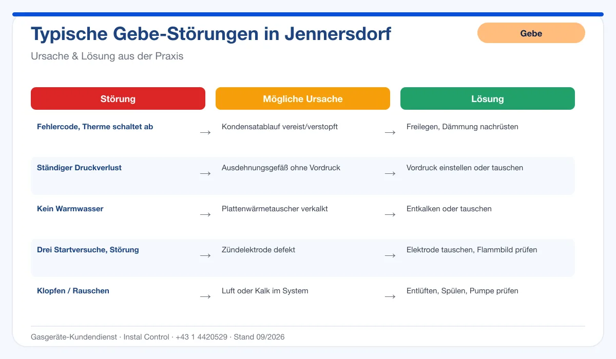 Infografik Gebe Thermenreparatur Jennersdorf: typische Störungen, Ursachen und Lösungen