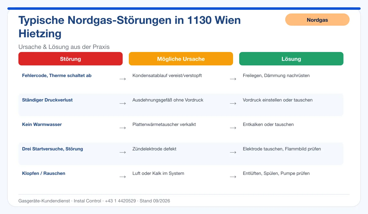 Infografik Nordgas Thermenreparatur 1130 Wien Hietzing: typische Störungen, Ursachen und Lösungen