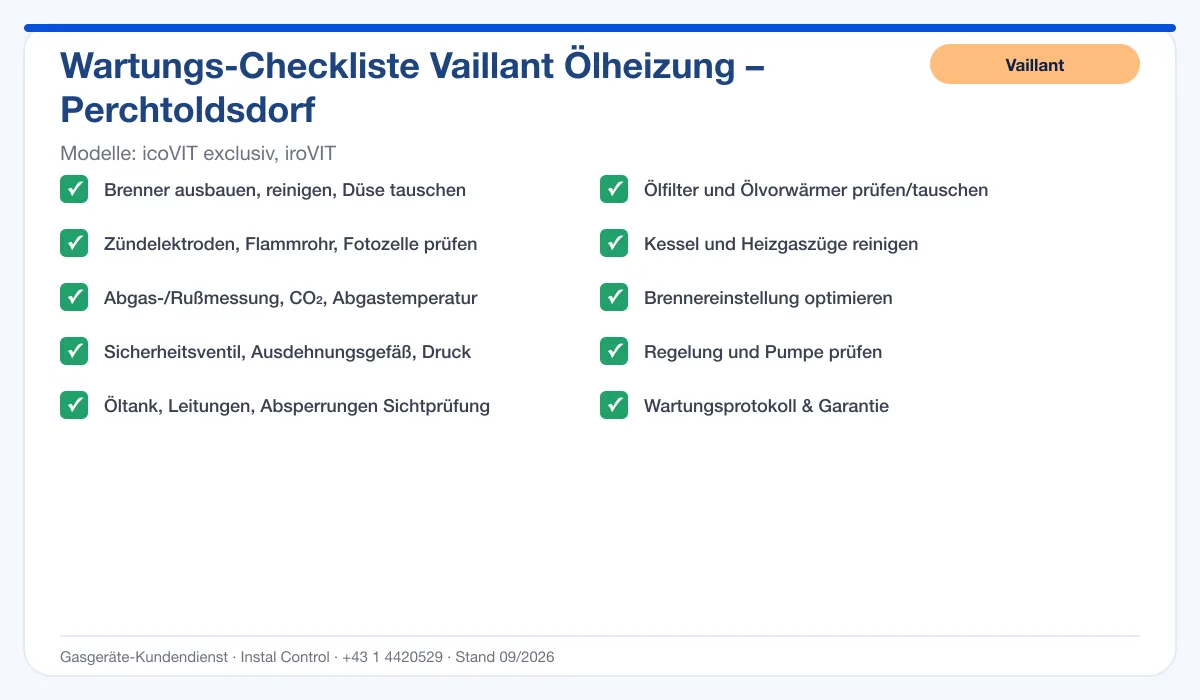 Infografik Vaillant Ölheizung Perchtoldsdorf: Wartungs-Checkliste