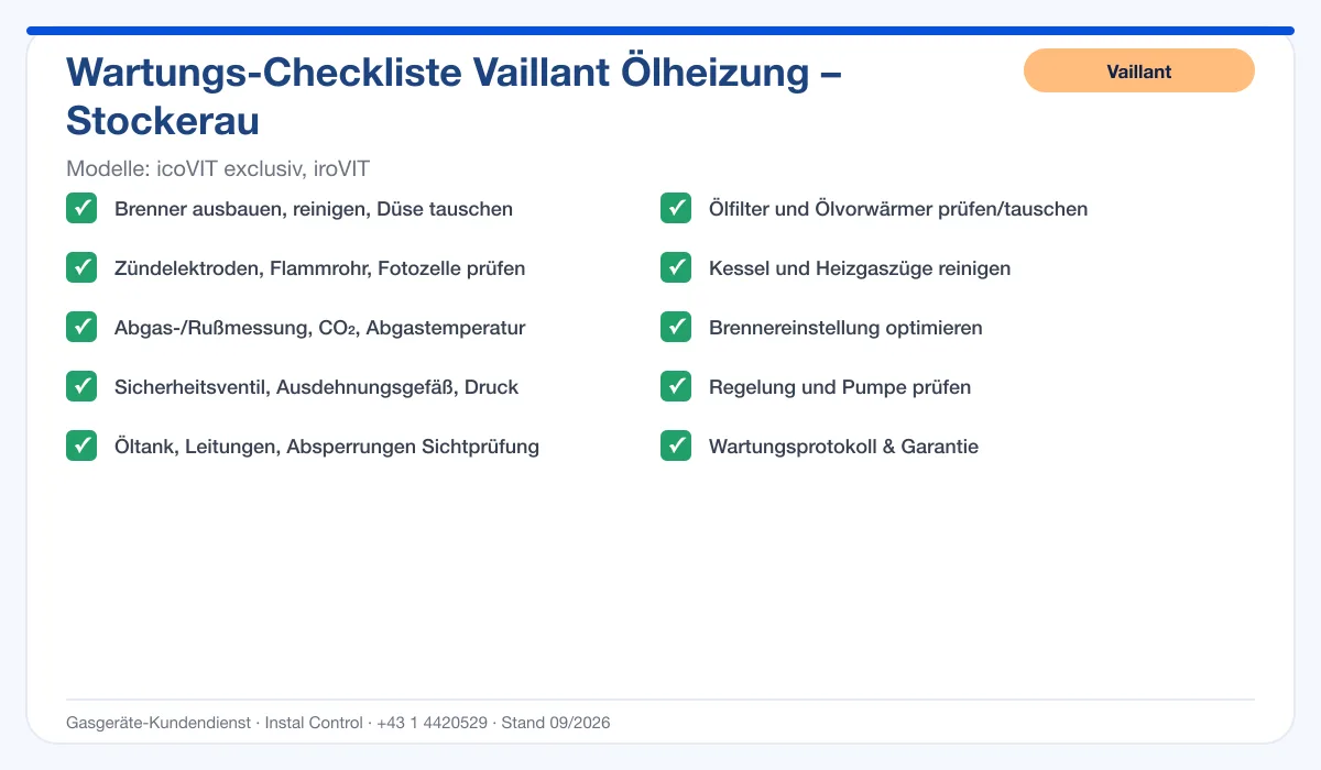 Infografik Vaillant Ölheizung Stockerau: Wartungs-Checkliste