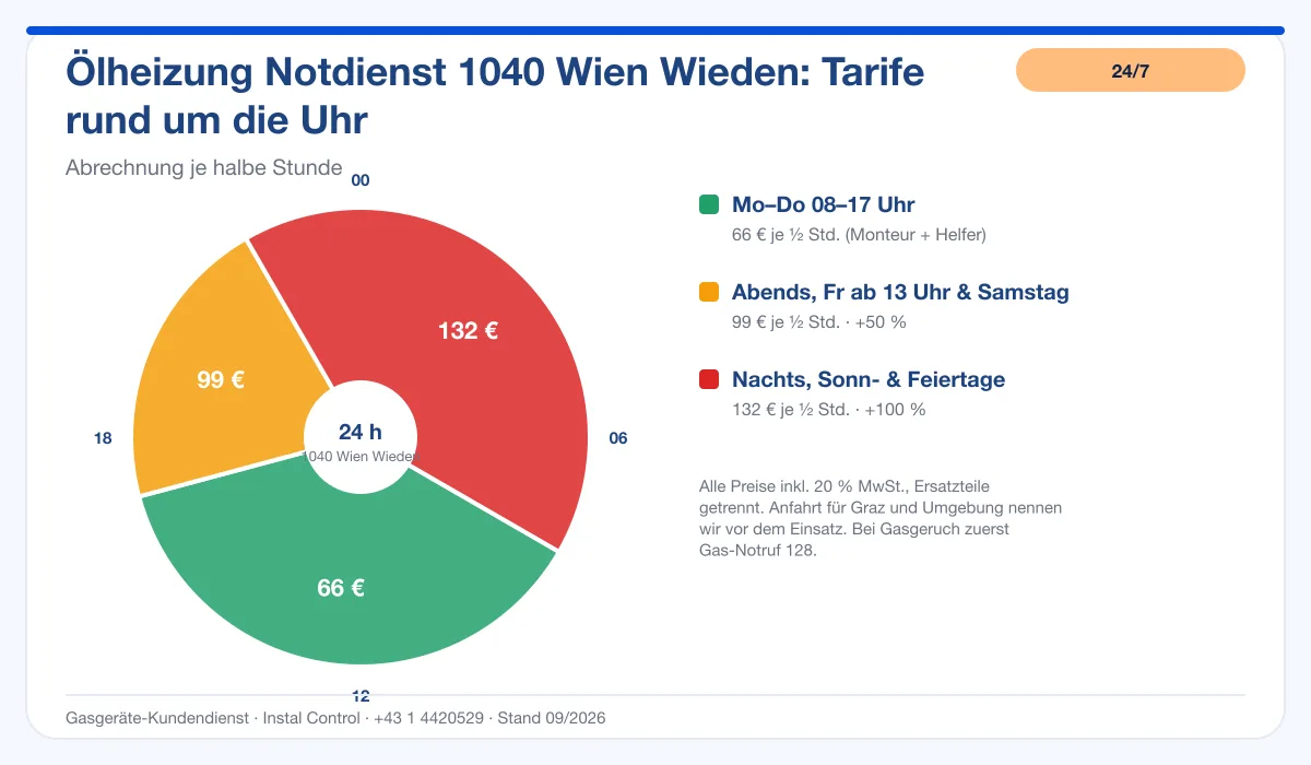 Infografik Ölheizung Notdienst 1040 Wien Wieden: Notdienst-Tarife rund um die Uhr