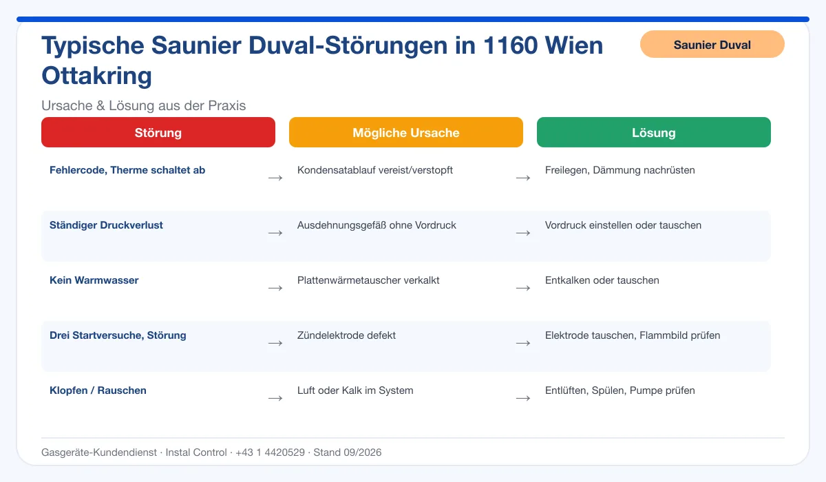 Infografik Saunier Duval Thermenreparatur 1160 Wien Ottakring: typische Störungen, Ursachen und Lösungen