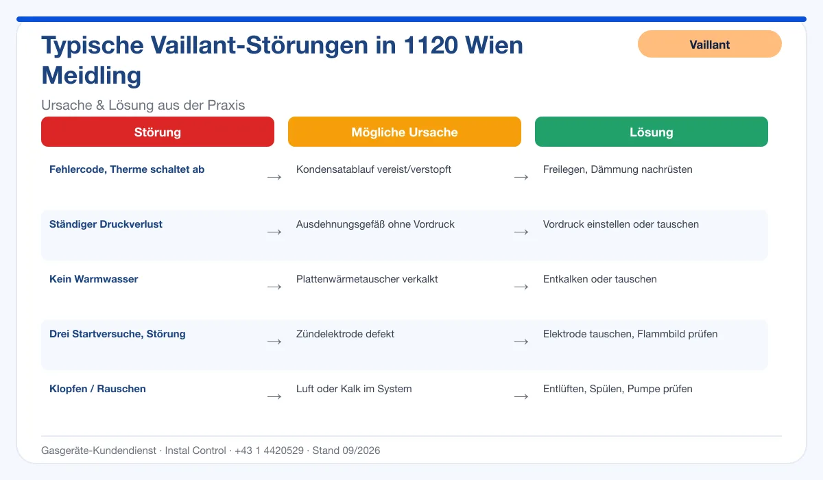 Infografik Vaillant Thermenreparatur 1120 Wien Meidling: typische Störungen, Ursachen und Lösungen