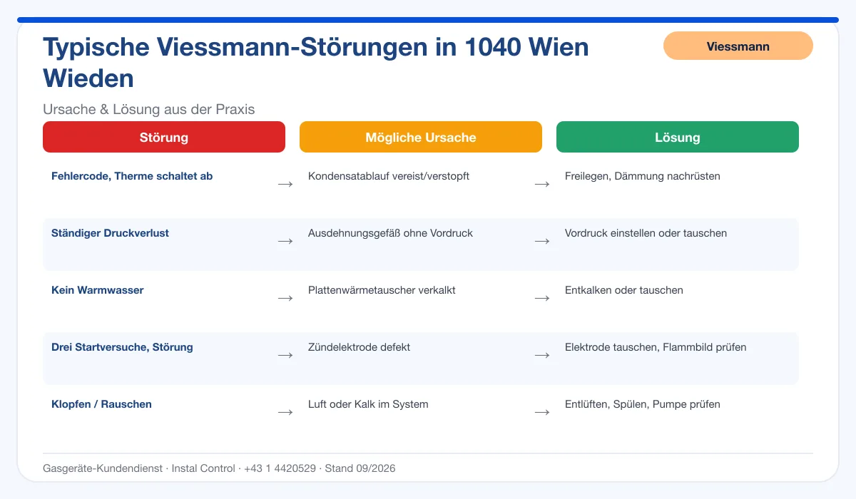 Infografik Viessmann Thermenreparatur 1040 Wien Wieden: typische Störungen, Ursachen und Lösungen