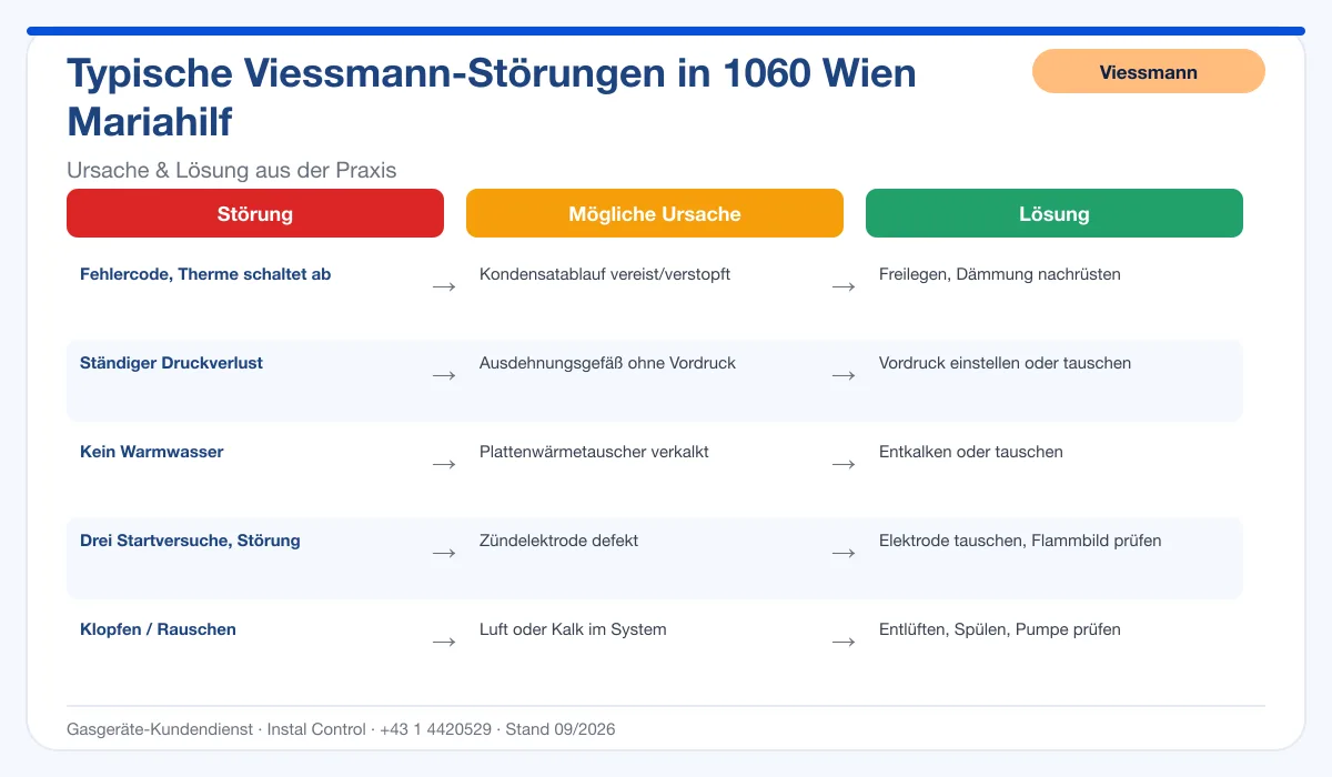 Infografik Viessmann Thermenreparatur 1060 Wien Mariahilf: typische Störungen, Ursachen und Lösungen